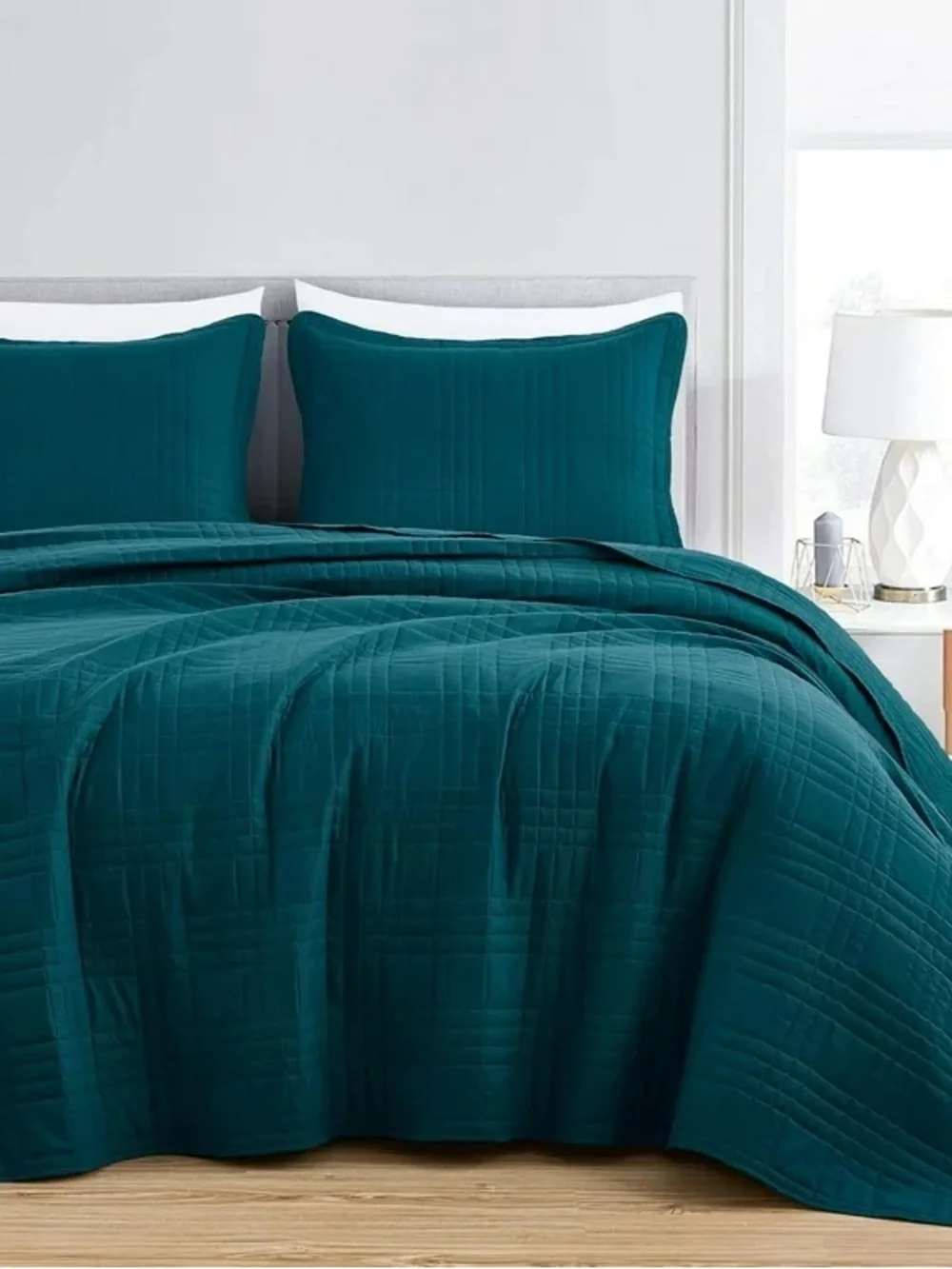 Teal king 3 piece Quilted Bedspread Set